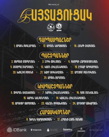 Сперцян и Григорян не сыграют против Беларуси: известна финальная заявка1