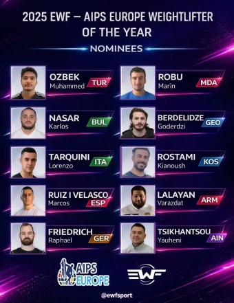 Вараздат Лалаян номинирован на звание лучшего тяжелоатлета Европы 20251